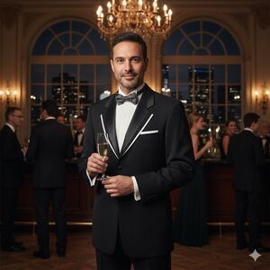 Dormeuil England Mens 38R Bespoke Black Velvet 3 Btn Tuxedo Formal Dinner Jacket